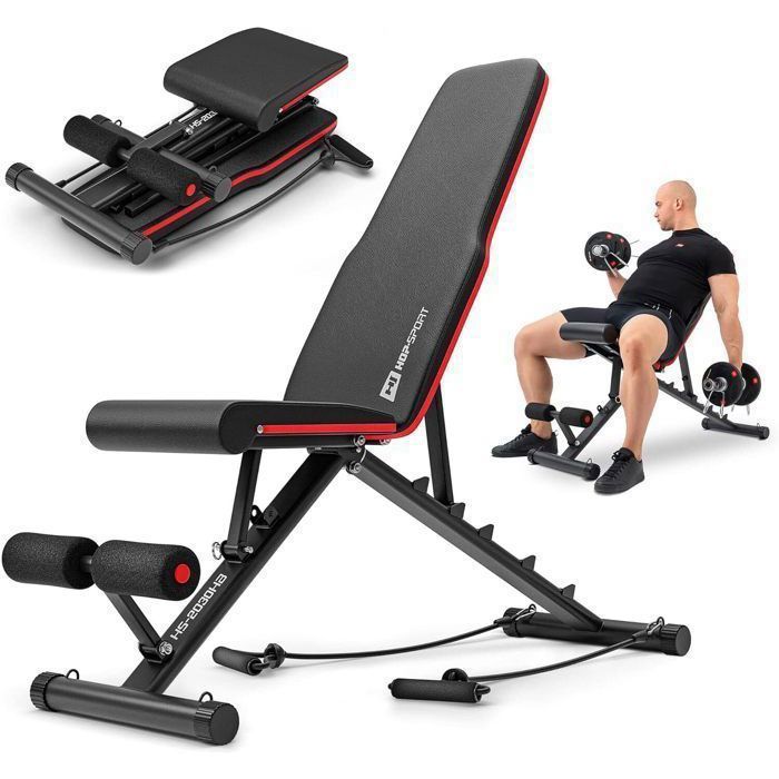 HS Hop-Sport Banc d’entraînement HS-2030HB avec blocage des jambes, pliable