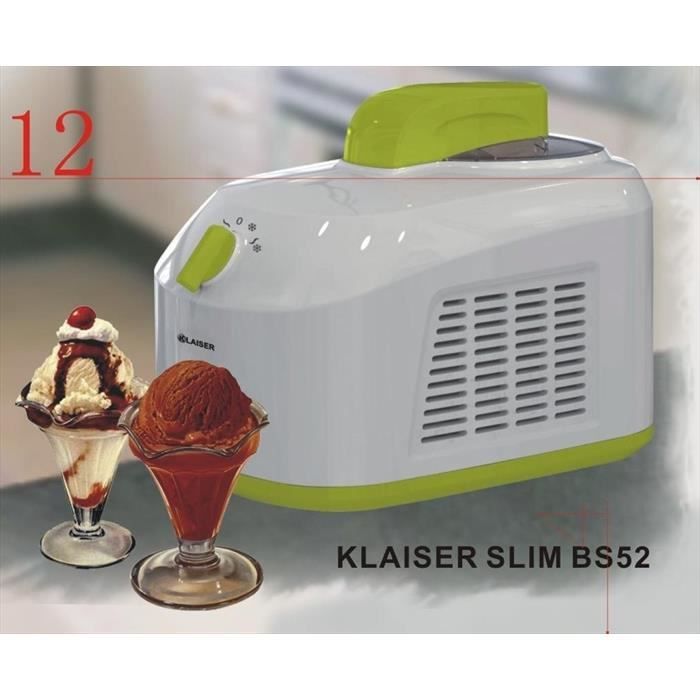 KLAISER SLIM BS52 TURBINE A GLACES PROFESSIONNELLE AVEC LIVRE DE 62 RECETTES