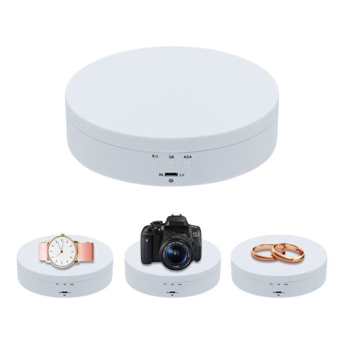 Platine tournante électrique Présentoir Rotatif 360° porte-bijoux - Blanc