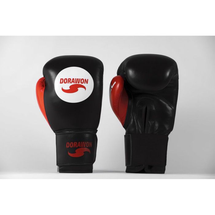 DORAWON, Gants de boxe cuir professionnel avec GEL , rouge et noir