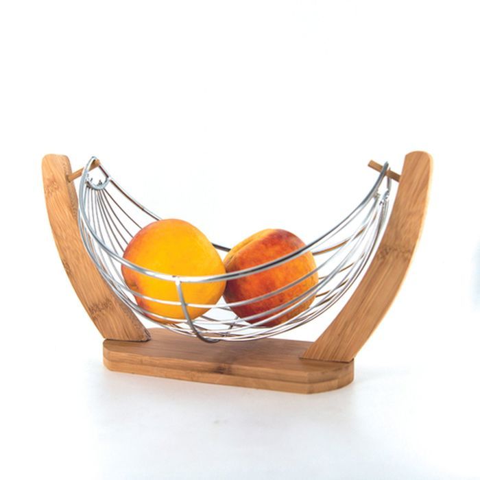Corbeille à fruits design bambou et inox Cook