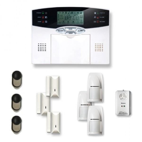 Alarme maison sans fil 3 à 4 pièces MN mouvement + intrusion + détecteur gaz - Compatible Box Internet