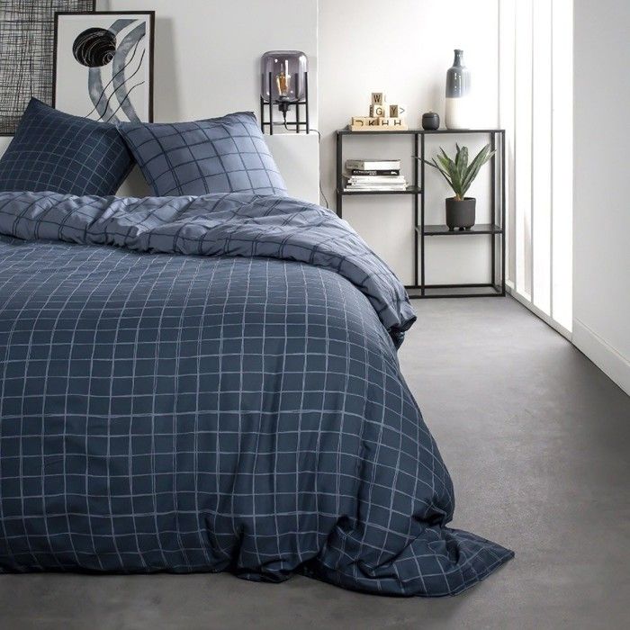 Housse de couette 240x260 Sunshine Unfalos + 2 taies 100% coton 57 fils Bleu