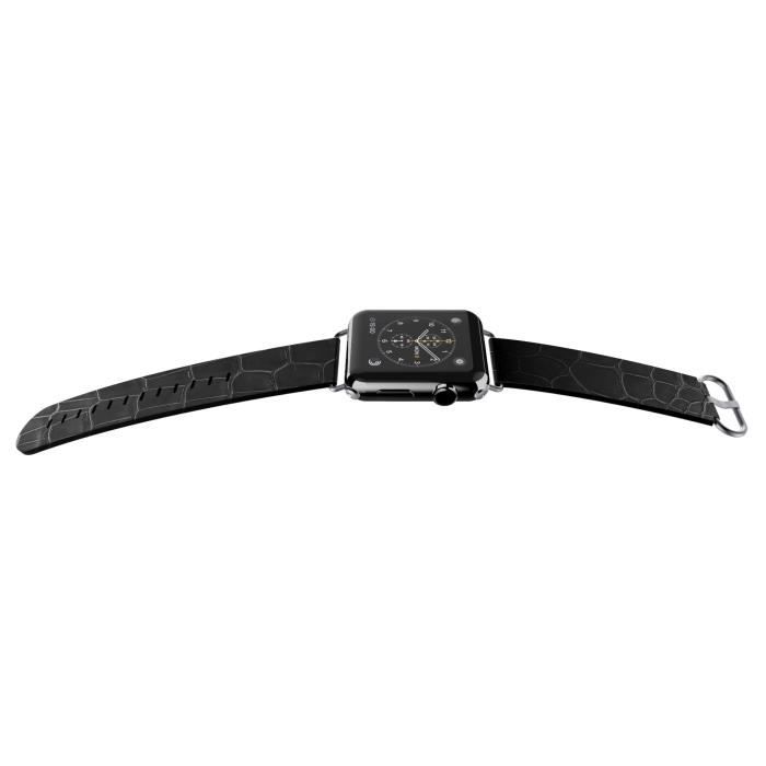XDORIA Bracelet Band Lux croco cuir 42mm pour Apple Watch 1/2/3 - Noir