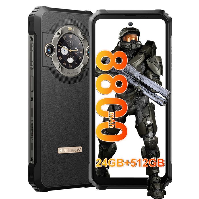 Smartphone Robuste 5G BLACKVIEW BL9000 Téléphone Portable 24Go+512Go, 8800mAh(120W) Écran 6.78\