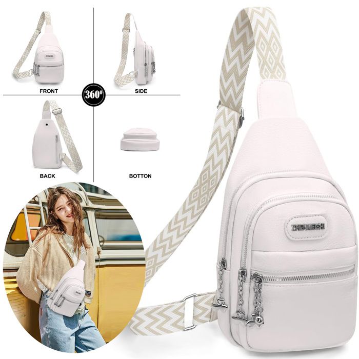 Sacs Bandoulière Pour Femmes, Petit Sac Bandoulière Pour Femmes Petit Sac Femmes Hommes Tendance Mini Croissant Avec Sangle R Glable 2 Fermetures Clair Oxford L Ger De Poitrine D Contr