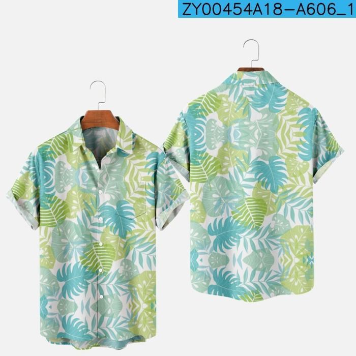 Chemise hawaïenne blanche à manches courtes Aloha pour homme avec impr
