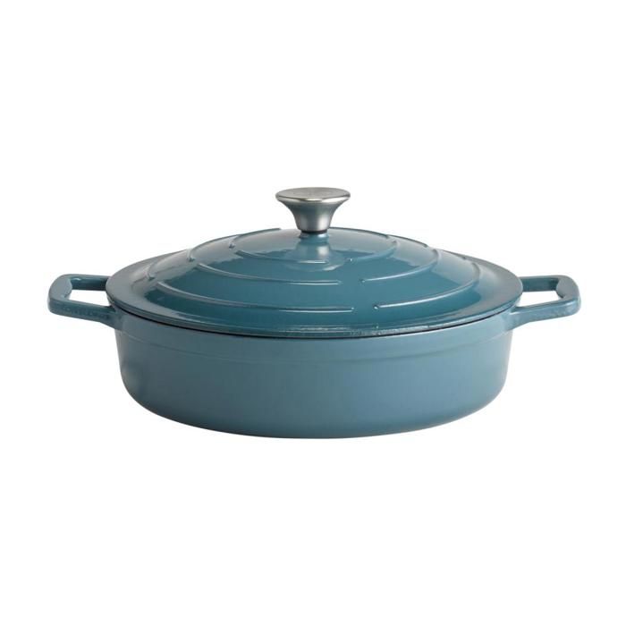 APS Cocotte avec couvercle « 5 STARS » fonte à induction allant au four avec support de couvercle Ø 28 cm 3 litres turquoise