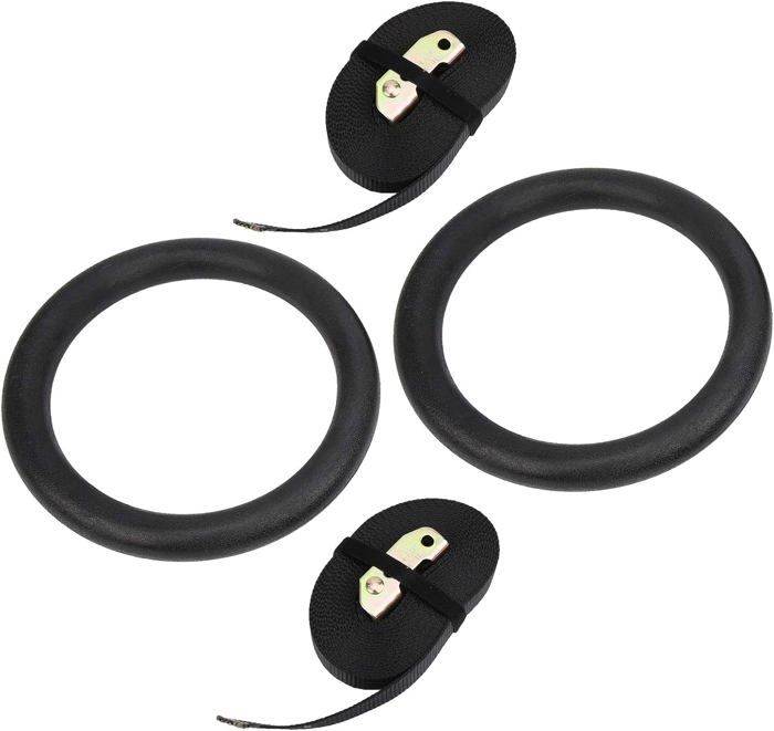 Anneaux De Gymnastique Gorilla Sports – Diamètre 23 Cm, Sangles Réglables 4,5 M, Charge Max 200 Kg, Choix Plastique Ou Bois – Pour Crossfit, Musculation, Tractions