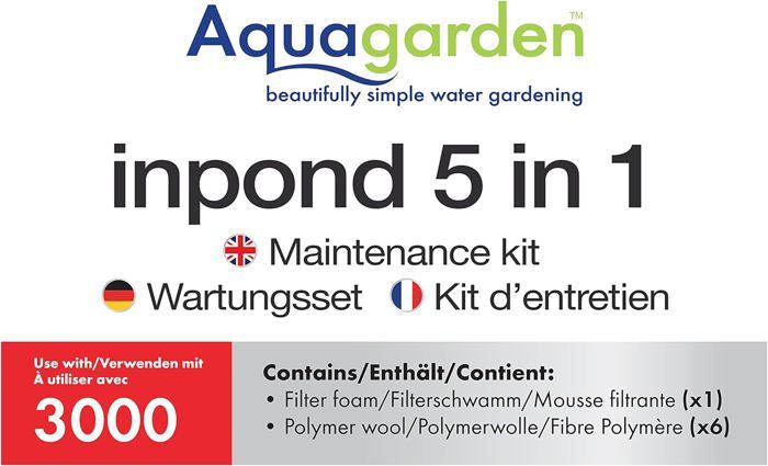 Kit Filtres Aquagarden Pour Bassin - 6 Cartouches Laine Polymère + 1 Mousse - Compatible Inpond 5en1 2000L
