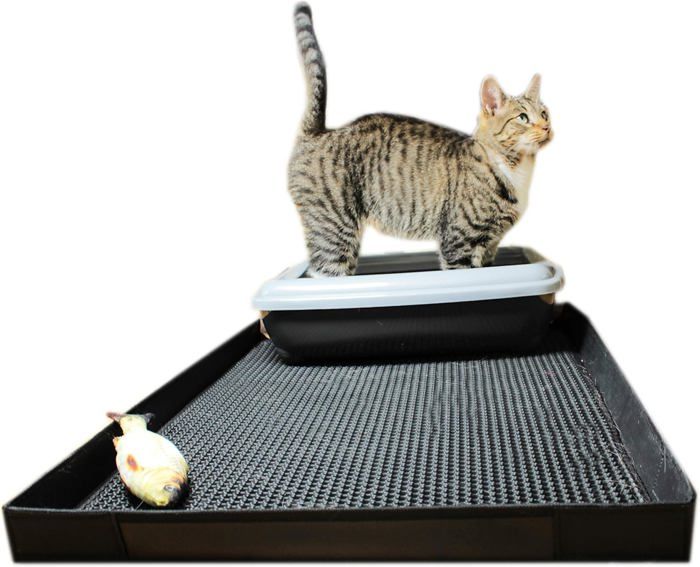 Comparer les prix de Tapis De Litière Pour Chat Avec Bords - Design Nid D'Abeille - Double Étanche - 75 X 55 X 4 Cm - Avec Jouet