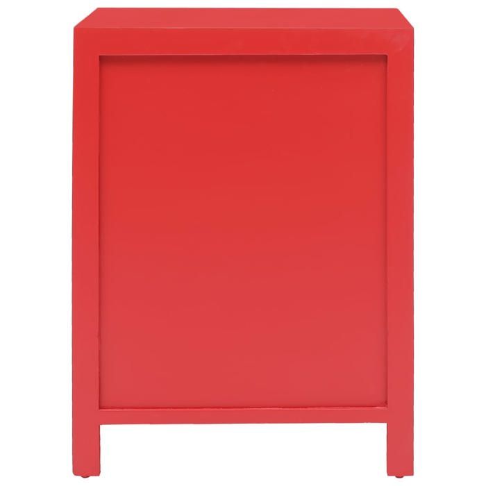 Meuble de chevet - UU - Table de nuit - Rouge 38x28x52 cm - Bois de Paulownia C215