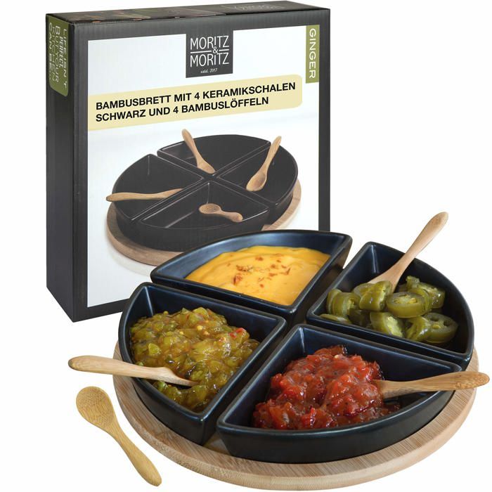 Plateau Apéritif En Mélanine Avec 4 Coupelles - Déco Jardin - Multicolore - Neuf