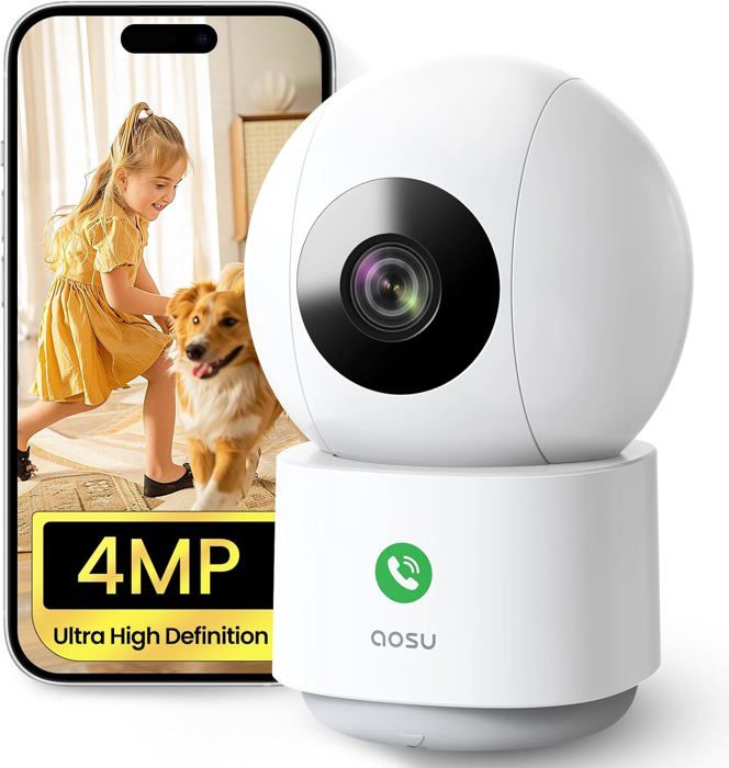 Caméra Surveillance WiFi TOROTON 3MP - 360° - Détection Personnes - Vision Nocturne - Audio 2 Sens