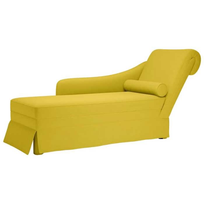 vidaXL Fauteuil long avec traversin et accoudoir droit jaune velours fauteuil fauteuil de détente fauteuil long 4009788