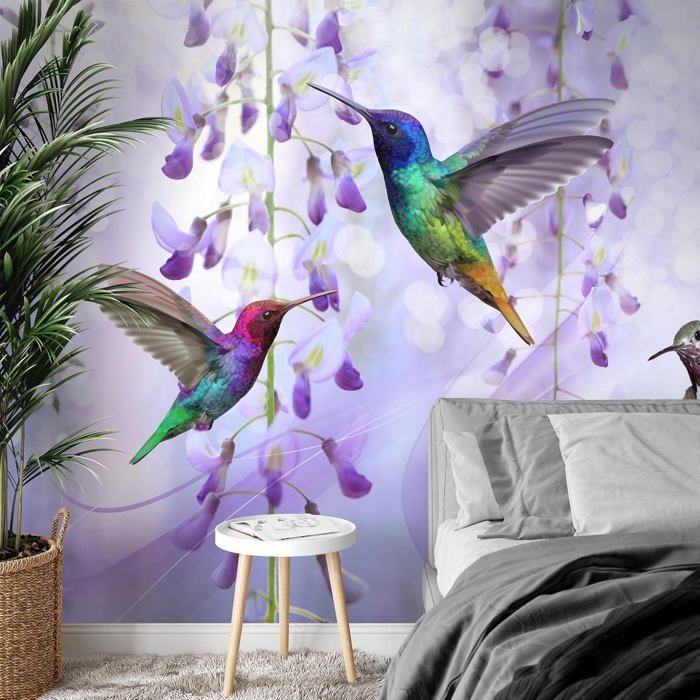 Tableau Mural Asiatique FOVNO - Rouleau De Soie Imprimé Fleurs - Décoration Orientale - 83x30 Cm - Beige