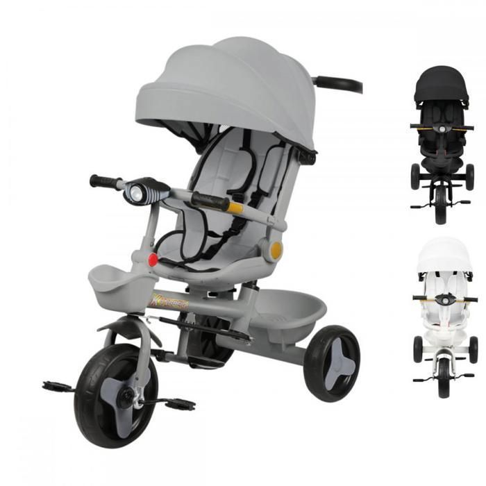 Tricycle évolutif 4 En 1 Pour Bébé De 18 Mois à 25 Kg – Avec Barre De Poussée, Canopy, Panier, Noir