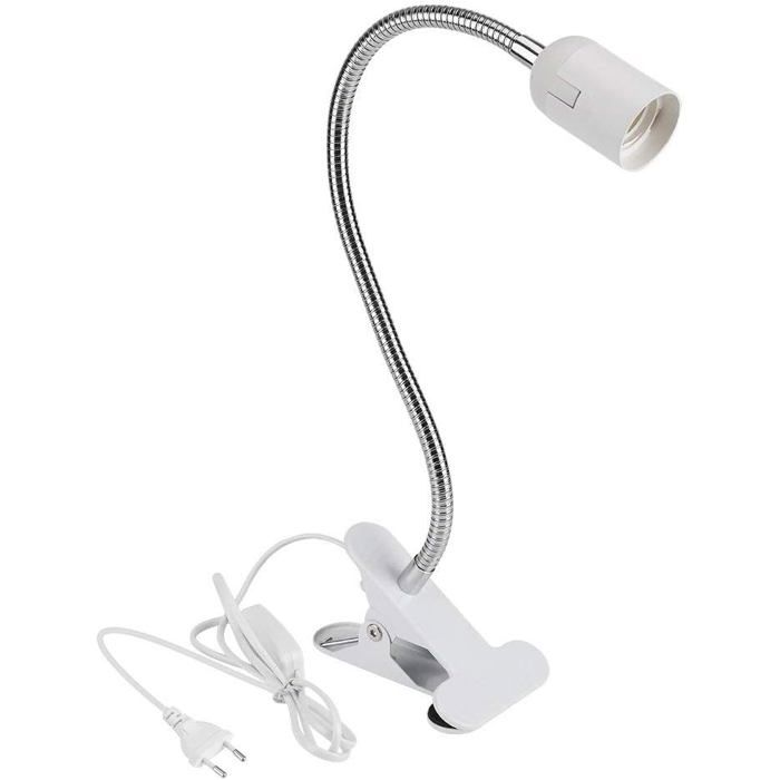 Lampe à Pince E27 Douille Ampoule à Pince avec Interrupteur et Prise Secteur Standard Européenne Lampe de Table LED à Clip
