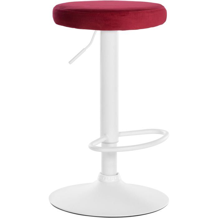 Tabouret de bar x1 design simple hauteur reglable revêtement en velours rouge pieds en metal blanc 10_0006532 Tabouret de bar x1 design simple hauteur reglable revêtement en velours rouge pieds en metal blanc 10_0006532