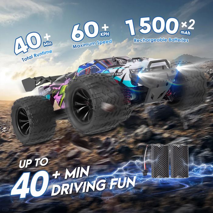 Voiture Télécommandée 1:14 4x4 Tout Terrain 40 km/h, Voiture RC Haute Vitesse avec 2 Batteries 1300mAh Rechargeables et 2 Jeux de - Jeux - Jouets Voiture Télécommandée 1:14 4x4 Tout Terrain 40 km/h, Voiture RC Haute Vitesse avec 2 Batteries 1300mAh Rechargeables et 2 Jeux de - Jeux - Jouets