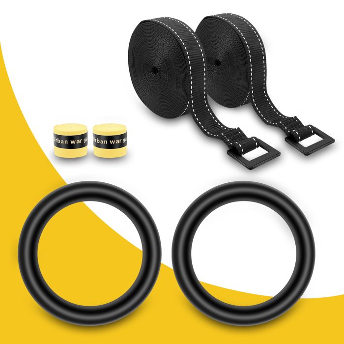 Anneaux De Gymnastique En ABS Avec Sangles 3 M - Charge 1000 Lbs (450 Kg) - Pour Musculation, Callisthénie, Extérieur/Intérieur