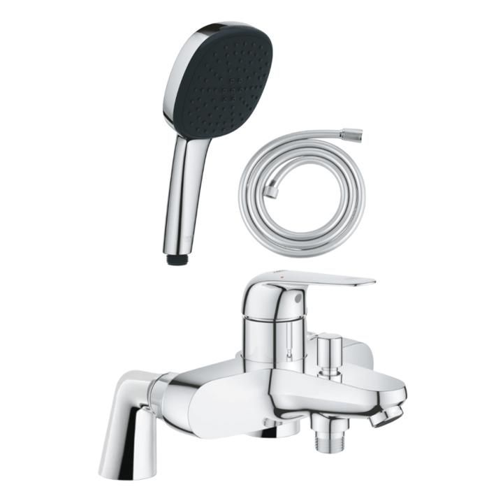 Grohe Pack mitigeur bain douche mécanique Swift + douchette carré 2 jets + flexible