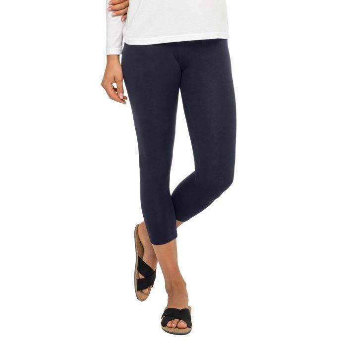 Leggings Capri 3/4 pour femme - Celodoro - Jersey stretch en coton - Noir