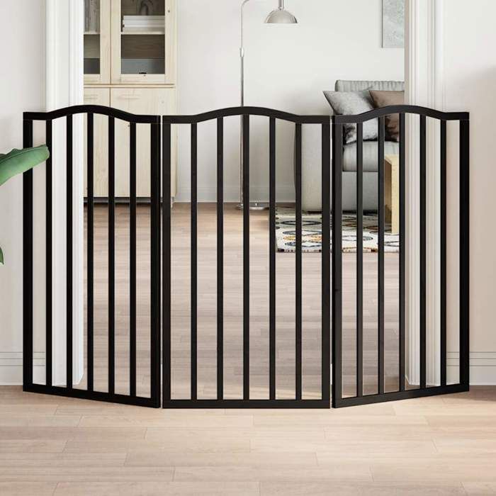 Barrière pour chien pliable - vidaXL - 3 panneaux - Noir - Bois de peuplier - 50x90x2 cm - Longueur totale 150 cm Barrière pour chien pliable - vidaXL - 3 panneaux - Noir - Bois de peuplier - 50x90x2 cm - Longueur totale 150 cm