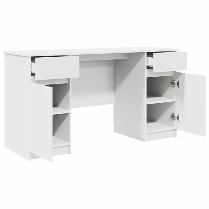 Bureau BURKE Blanc Table à écrire - 1 PERSONNE - avec tiroir - Blanc 140x49x76 cm - Bois dingénierie BB242