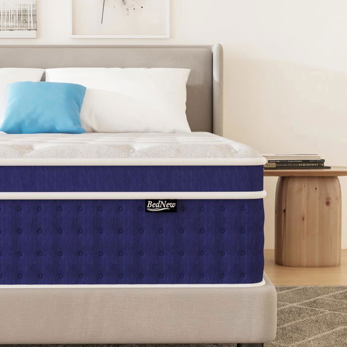 Bednew Hybride Matelas 140x200cm Extra Épaisseur 36cm Ressorts Ensachés Matelas Mousse à Mémoire de Forme 7 Zones 101 Nuits