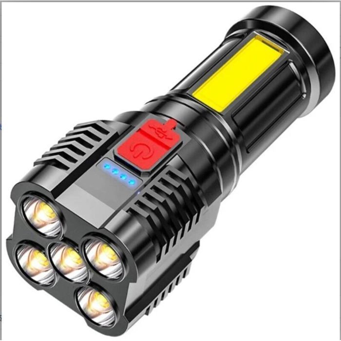 Lampe torche LED ultra-puissante 10000 lumens rechargeable étanche focale réglable. Pour camping randonnée urgences.
