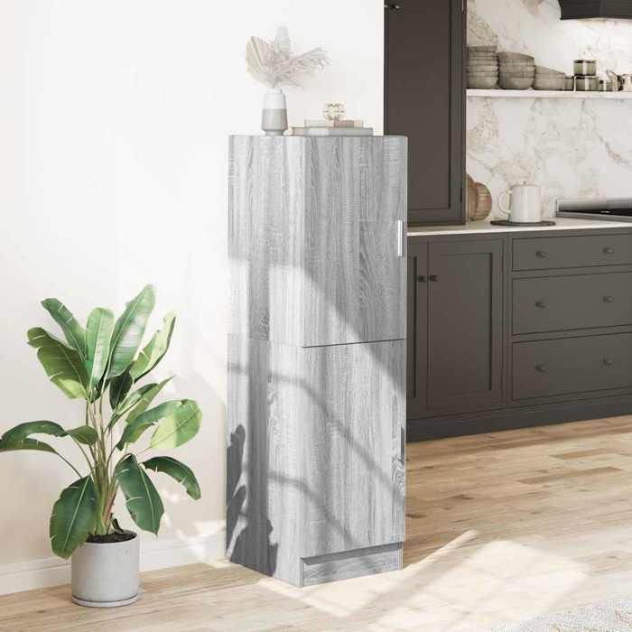 Placard de cuisine avec étagères - Black Month - Colonne de cuisine - sonoma gris 38x415x1315cm bois ingénierie 2_6137272