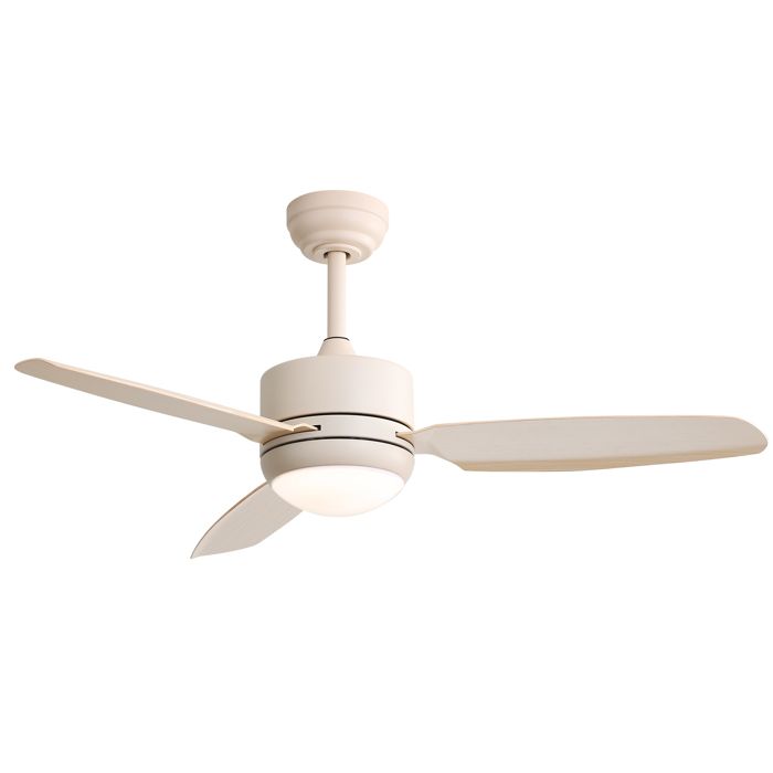 Ventilateur de plafond 46 pouces avec lumière LED 18W télécommande 6 vitesses moteur DC réversible ABS off-white - Wuvrie