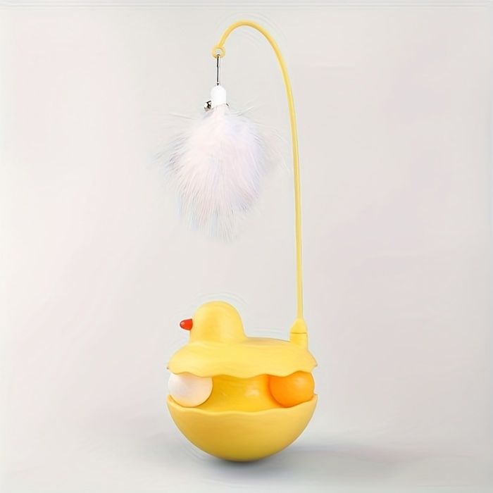 Jouet pour chat « Petit Canard Culbuto » — Jouet doccupation autonome détachable et lavable avec plumeau et grelot