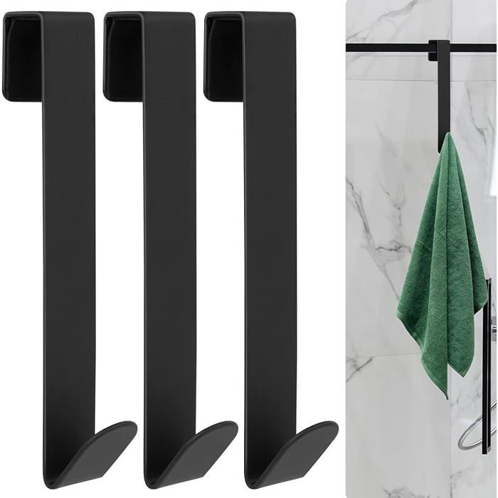 3 Pcs Crochets de Porte de Douche Crochet Serviette Salle de Bain Accroche Serviette Salle de Bain en Acier Inoxydable Crochets