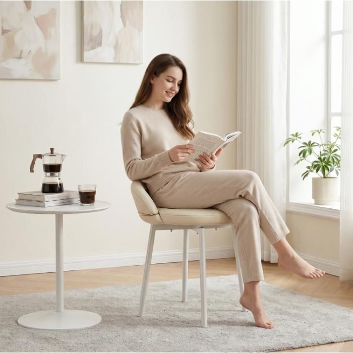 Chaise de bureau - Cadre Métalliqu - Tabouret Stable Léger - Coussin Mousse Haute Densité Ergonomique -  pour Chambre