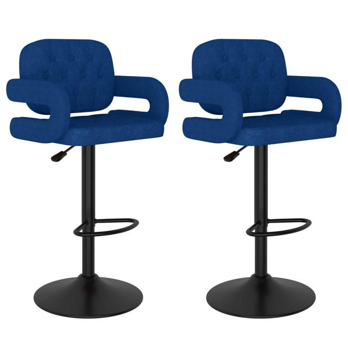 Les SoldesTabourets de bar Tabourets Cuisine - (2 pcs) - 2 personnes - bleu tissu(58x50x(93 - 115) cm) yvz25s