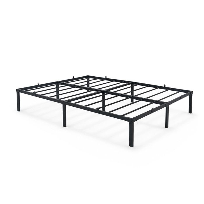 Lit pliant en métal AKORD 140x200 cm noir sommier 20 lattes 9 pieds sans matelas