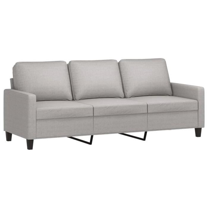 Canapé 3 Places Tissu Gris Clair – 180 Cm De Large, Neuf Sous Emballage