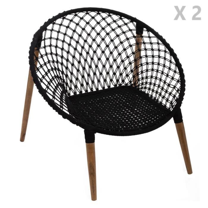2 fauteuils de jardin ethnique en fil terre sauvage noir cdiscount maison