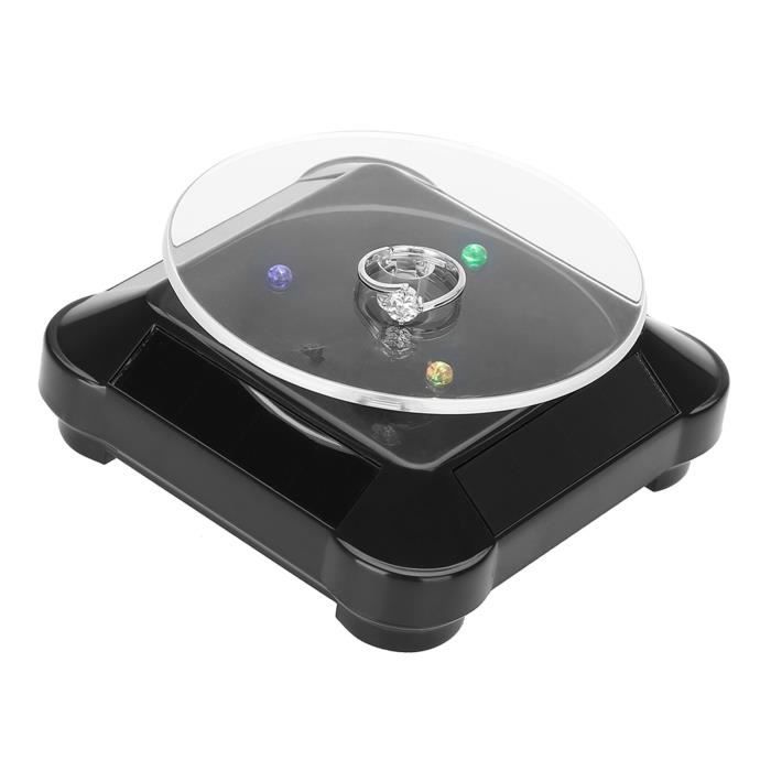 Présentoir à Bijoux Tournant Solaire LED - ABS Doré - Rotation 360° Automatique - Pour Vitrine Ou Déco Maison
