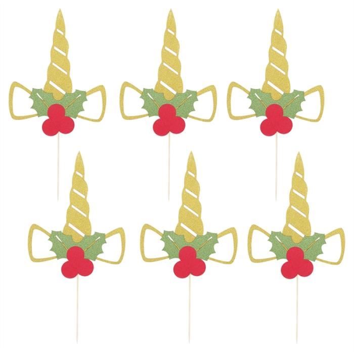 6pcs Licorne Cake Topper Decoratif Cupcake Picks Dessert Gateau