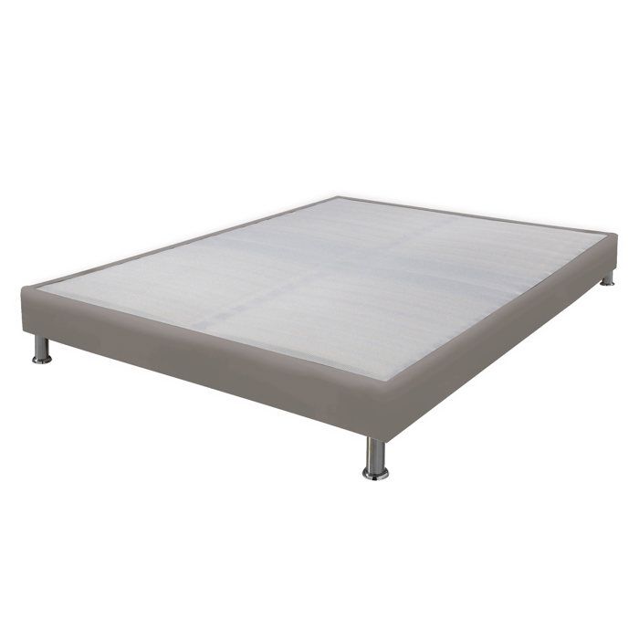 Sommier tapissier + pieds 140x190 Omega simili taupe 2x18 lattes Sommier tapissier + pieds 140x190 Omega simili taupe 2x18 lattes