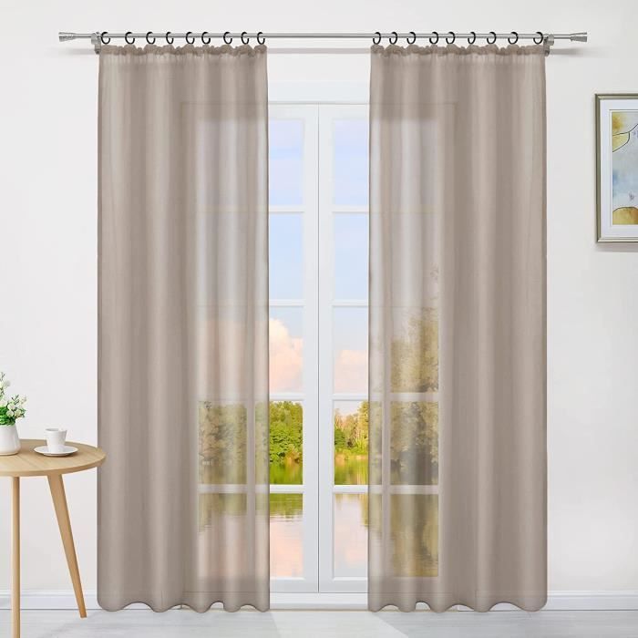 Lot De 12 Paires De Rideaux à Pompons – Blanc Taupe – Tiers Rideau – Neufs