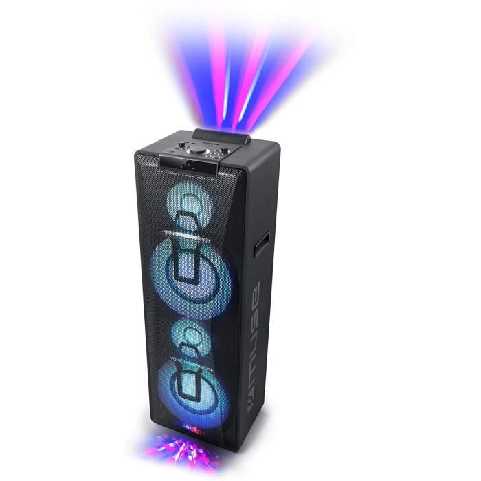 Haut-parleurs pour sono et scène Muse Enceinte de fête, Bluetooth, avec batterie, lecteur CD et effets lumineux (USB, AU 79231