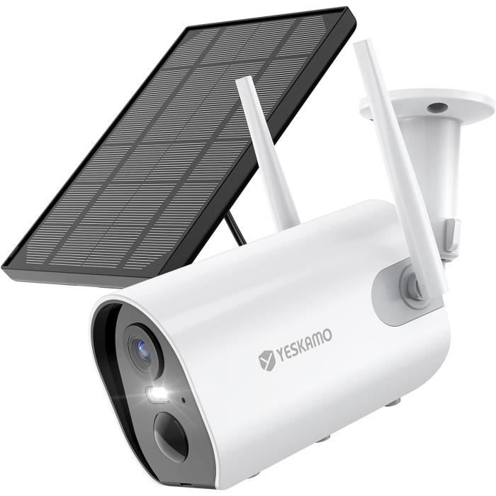 YESKAMO 2K Camera Surveillance WiFi Exterieure sans Fil Solaire