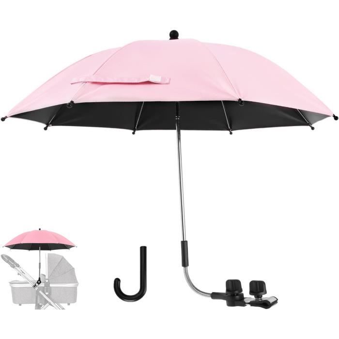 Ombrelle Universelle pour Poussette et Landau Anti UV 50+ Diamètre 85cm avec Une Poignée Parapluie - Rose