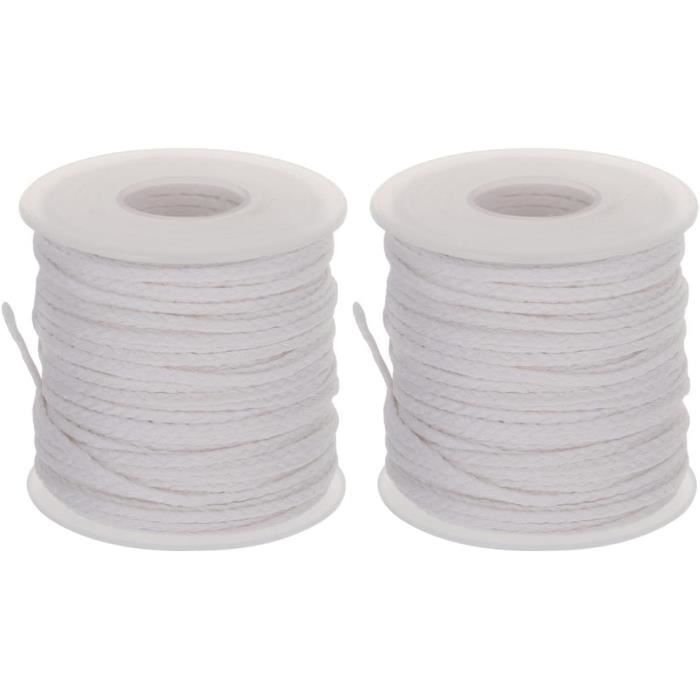 Rouleau Mèche à Bougie Coton 100m + 100 Supports Métal - Pour Fabrication Bougies Maison, Lampe à Huile