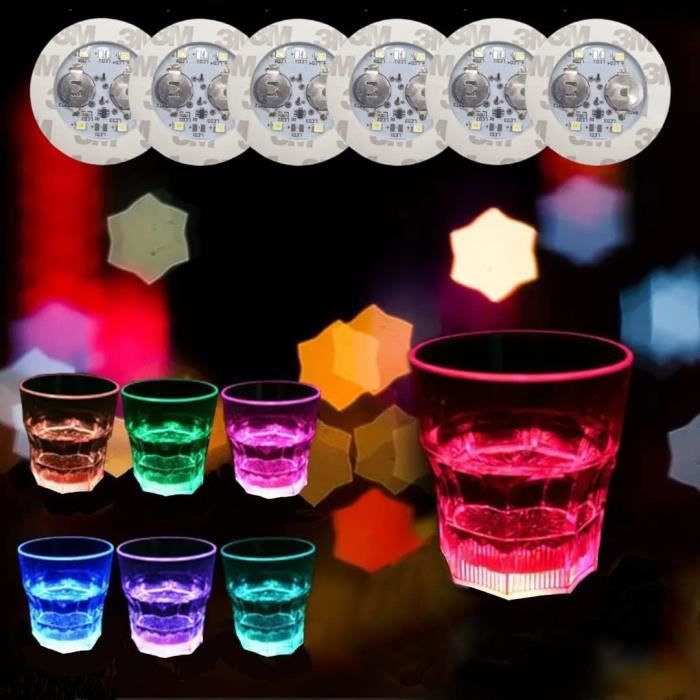 Lot De 8 Sous-verres LED Carrés Colorés - 3 Modes Clignotants - Acrylique étanche - Pour Fêtes, Bars, Mariages