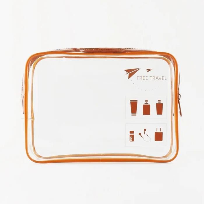 MyGadget Pochette De Voyage En Plastique Transparent Certifié TSA Pour Avion Bagage Cabine - Trousse Maquillage & Cosmétiques PVC Imperméable - Taille S